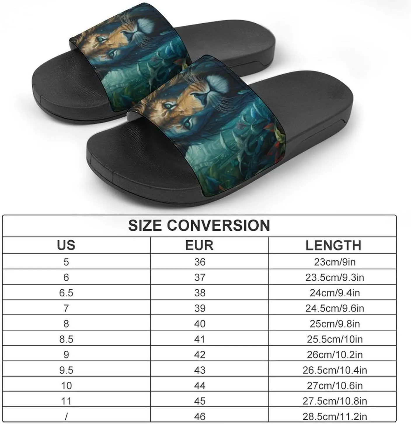Tropical Rainforest Animal Lion Non Slip Slides Sandals for Women Men Quick Drying Shower Shoes for Bathroom Pool Beach