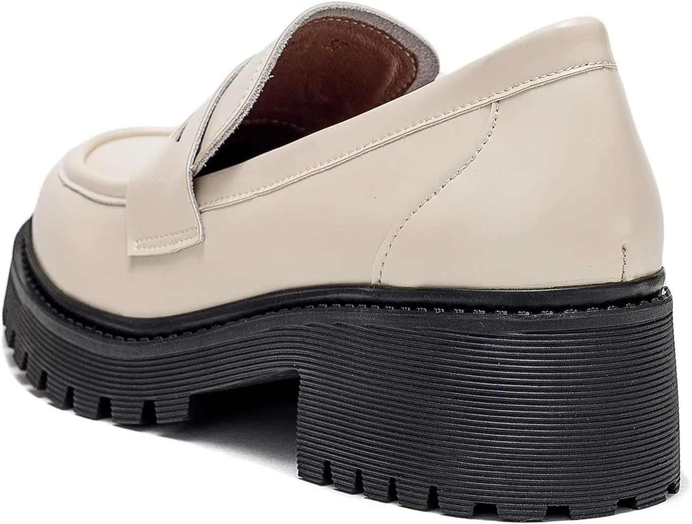 U-lite Women's Classic Simple Mid Heel Oxfords Penny Loafers Comfortable Slip On Dress Shoes