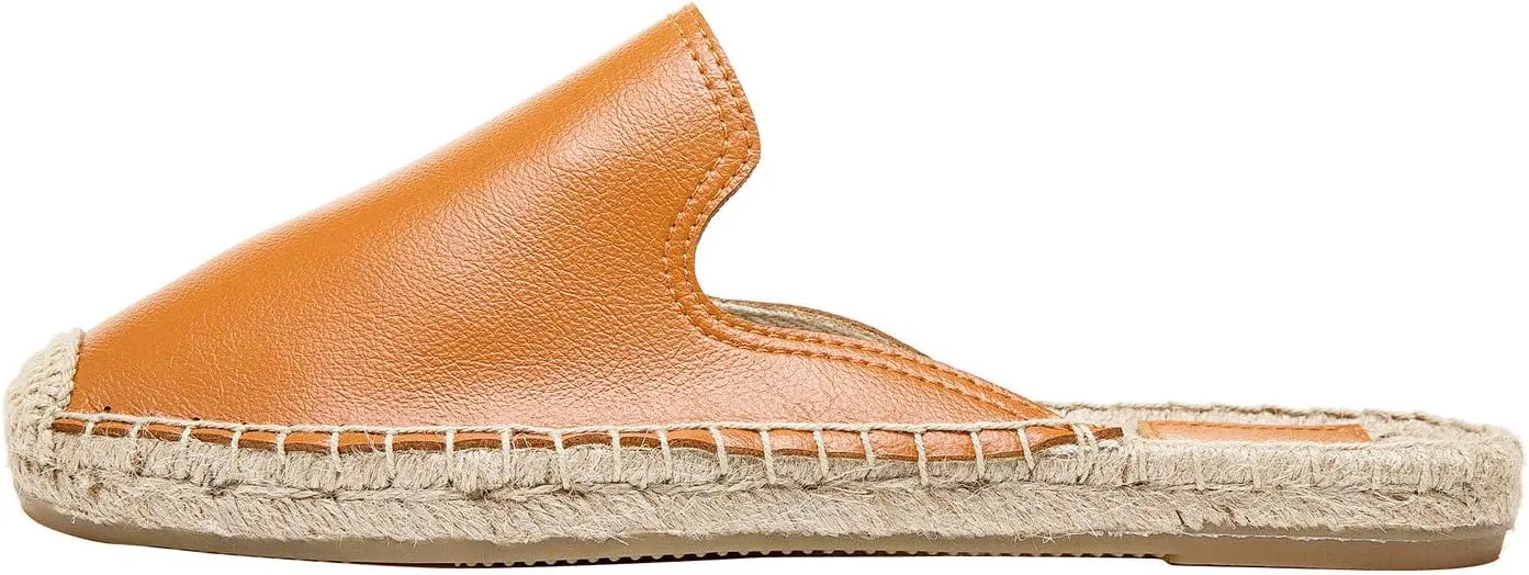 U-lite Women's Spring Summer Leather Classic Simple Mule Shoes Espadrilles Slides