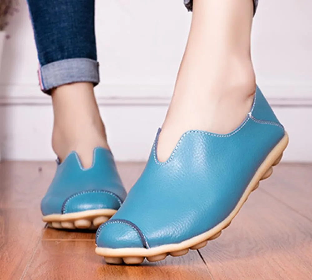 Ulalaza Women's Loafers Flats Shoes Slip On Lightweight Casual Round Toe Business Work Shoes Anti-Slip Low Heels Chunky Platform Comfort Walking Shoes