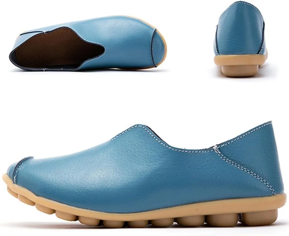 Ulalaza Women's Loafers Flats Shoes Slip On Lightweight Casual Round Toe Business Work Shoes Anti-Slip Low Heels Chunky Platform Comfort Walking Shoes