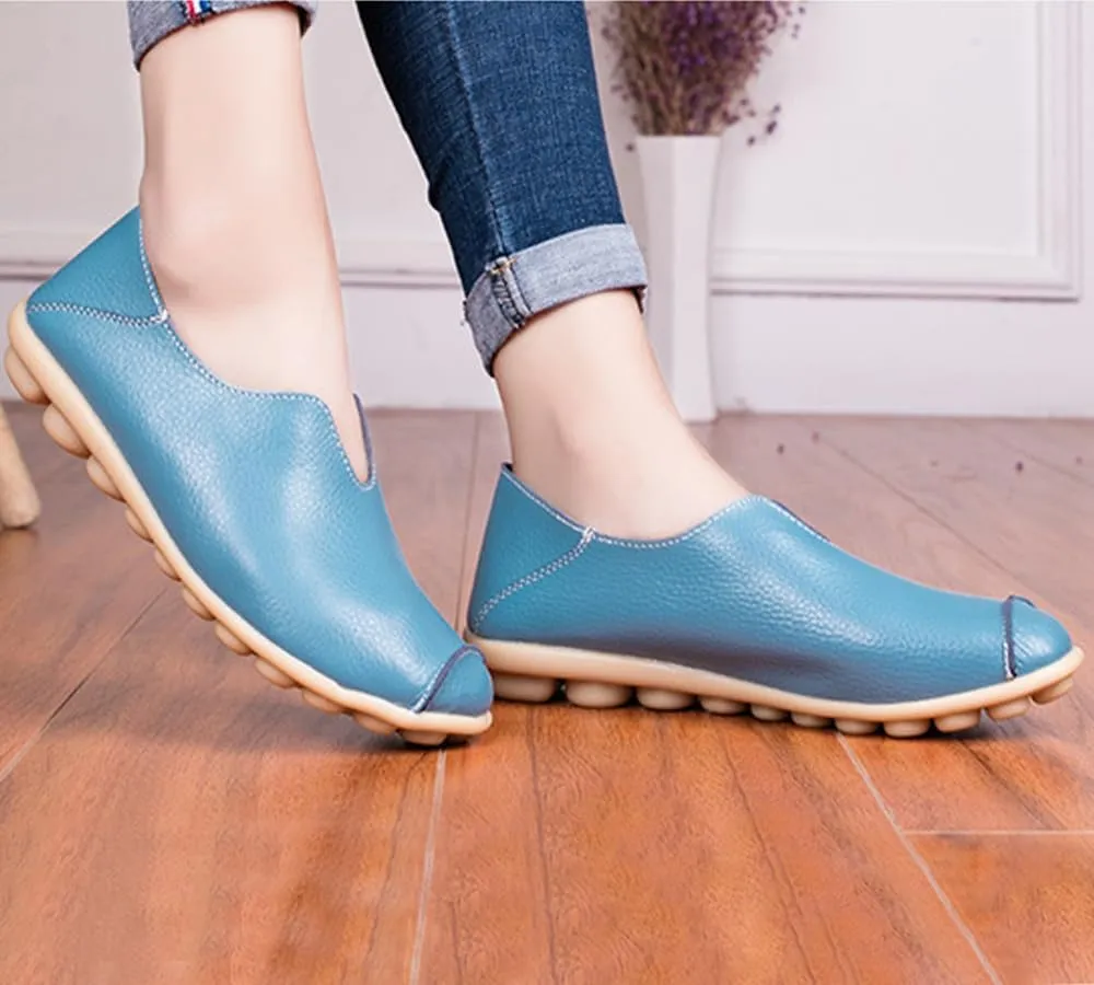 Ulalaza Women's Loafers Flats Shoes Slip On Lightweight Casual Round Toe Business Work Shoes Anti-Slip Low Heels Chunky Platform Comfort Walking Shoes