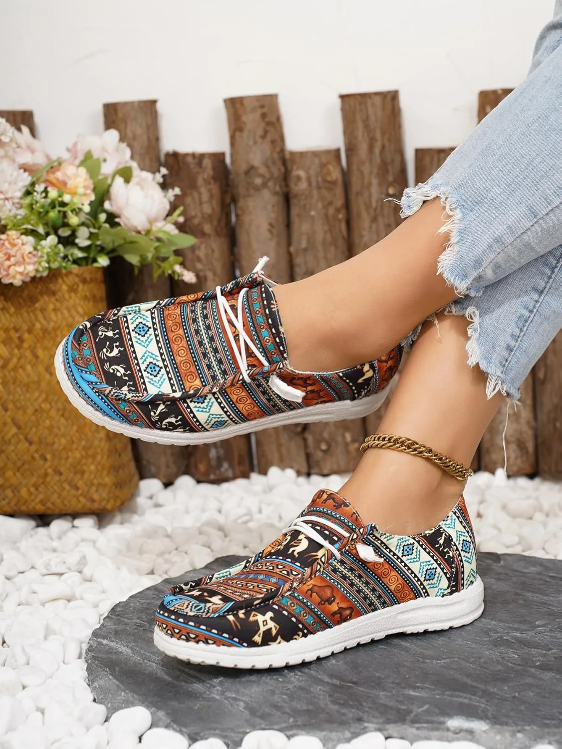 Unisex-Adult Sunflower Floral Canvas Loafers Comfortable Boat Shoes Easy Slip On Lightweight Deck Shoes Elastic Laces Outdoor Flat Walking Shoes Breathable Drving Shoes Sneakers for Women Men