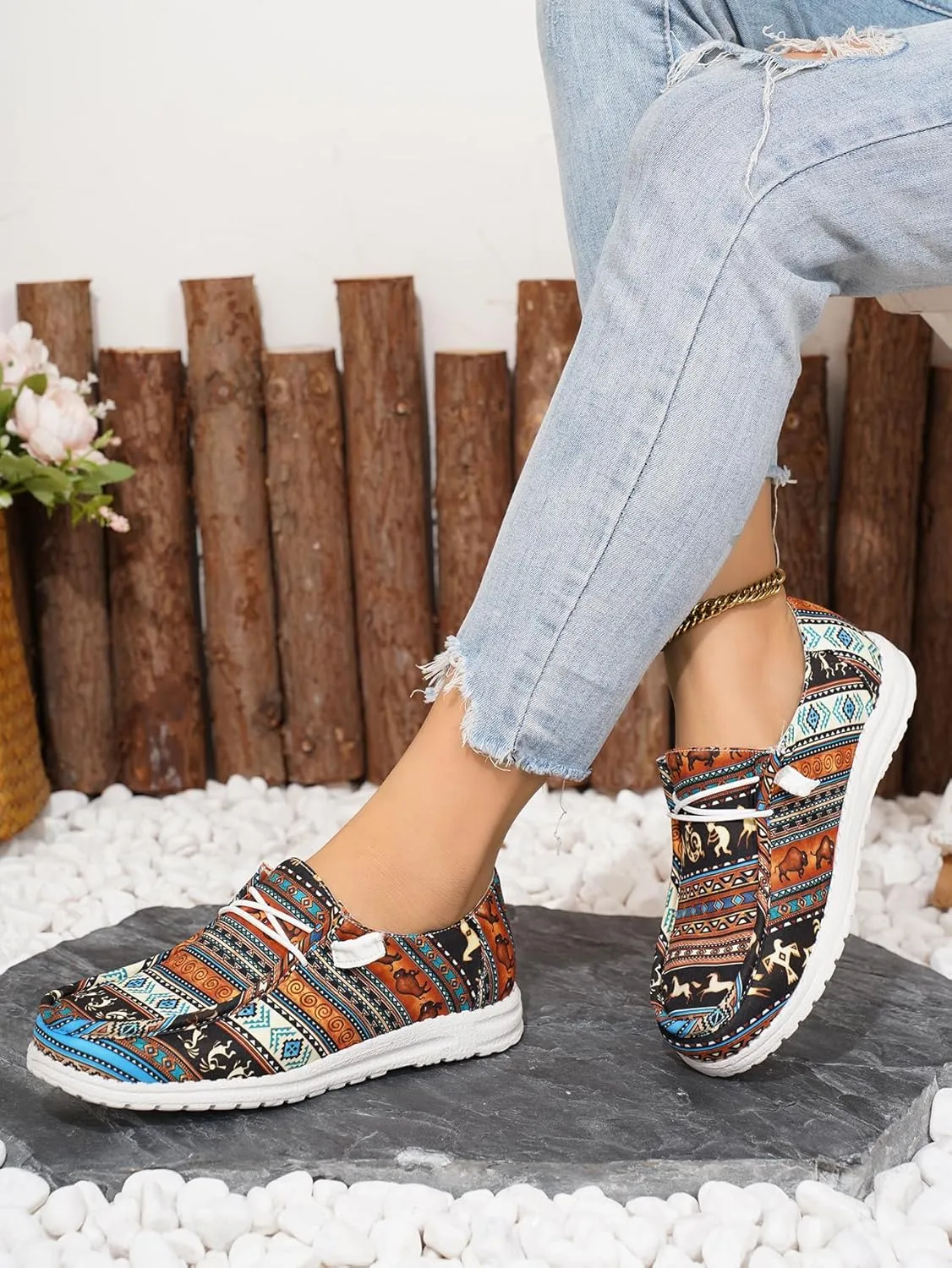 Unisex-Adult Sunflower Floral Canvas Loafers Comfortable Boat Shoes Easy Slip On Lightweight Deck Shoes Elastic Laces Outdoor Flat Walking Shoes Breathable Drving Shoes Sneakers for Women Men