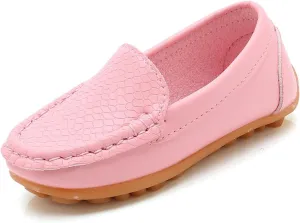 Unisex Kids Comfort Loafers Baby Boys Girls Leather Slip-On Boat Shoes Soft Rubber Sole Outdoor First 𝐖alkers Flat