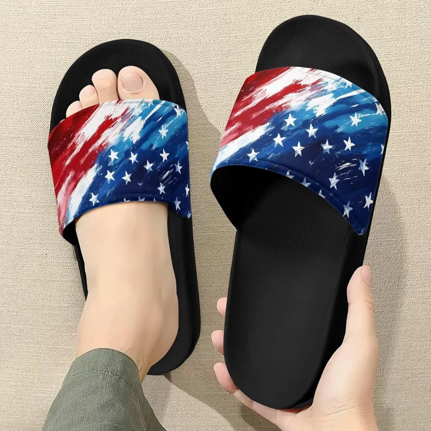 Unisex Slide Sandals with Soft Footbed Comfort Slides for Women and Men, Slide Sandals Leather Size 6-13.5