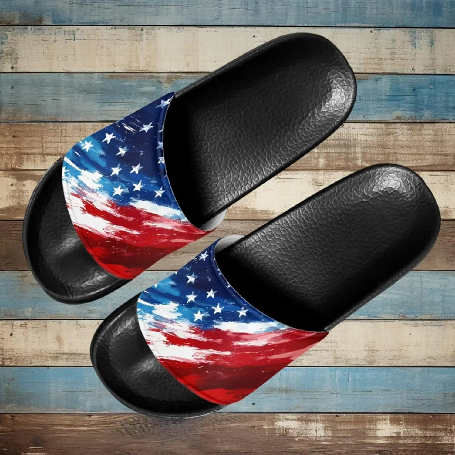 Unisex Slide Sandals with Soft Footbed Comfort Slides for Women and Men, Slide Sandals Leather Size 6-13.5