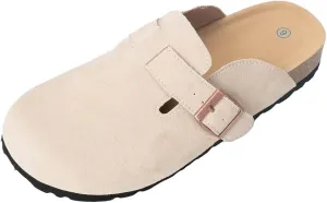 Unixsex Cork Suede Clogs and Mules,Leather Clog Women,Suede Clog Men,Soft Leather Sandal,House Slipper,Skin-Friendly Footbed,Adjustable Buckle,Arch Support