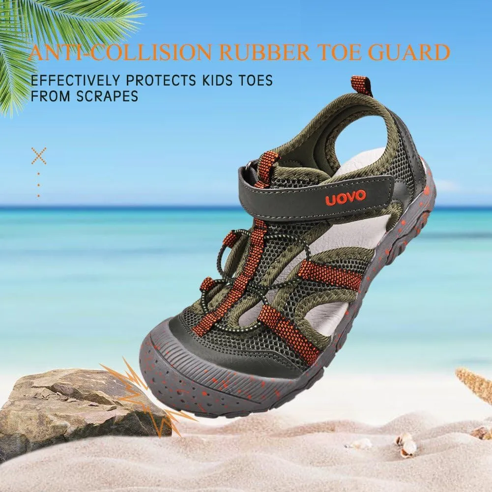 UOVO Boys Sandals Kids Sandals Hiking Athletic Closed-Toe Beach Summer Sandals for Boys Quick-Drying