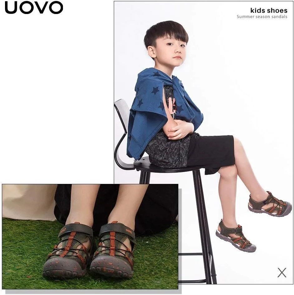 UOVO Boys Sandals Kids Sandals Hiking Athletic Closed-Toe Beach Summer Sandals for Boys Quick-Drying