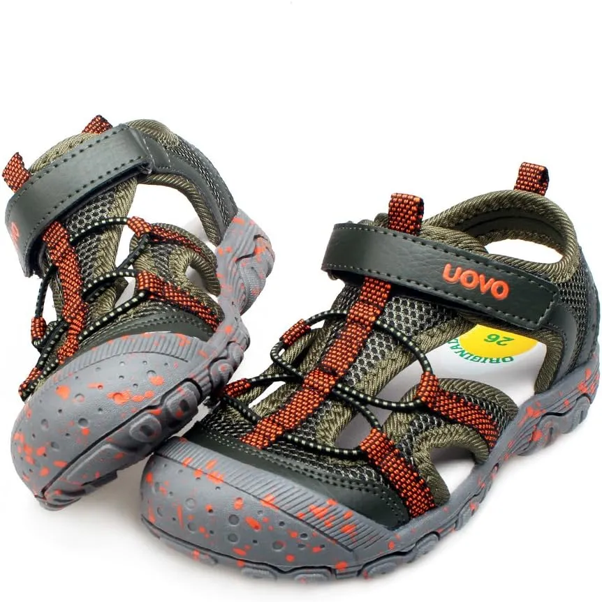 UOVO Boys Sandals Kids Sandals Hiking Athletic Closed-Toe Beach Summer Sandals for Boys Quick-Drying