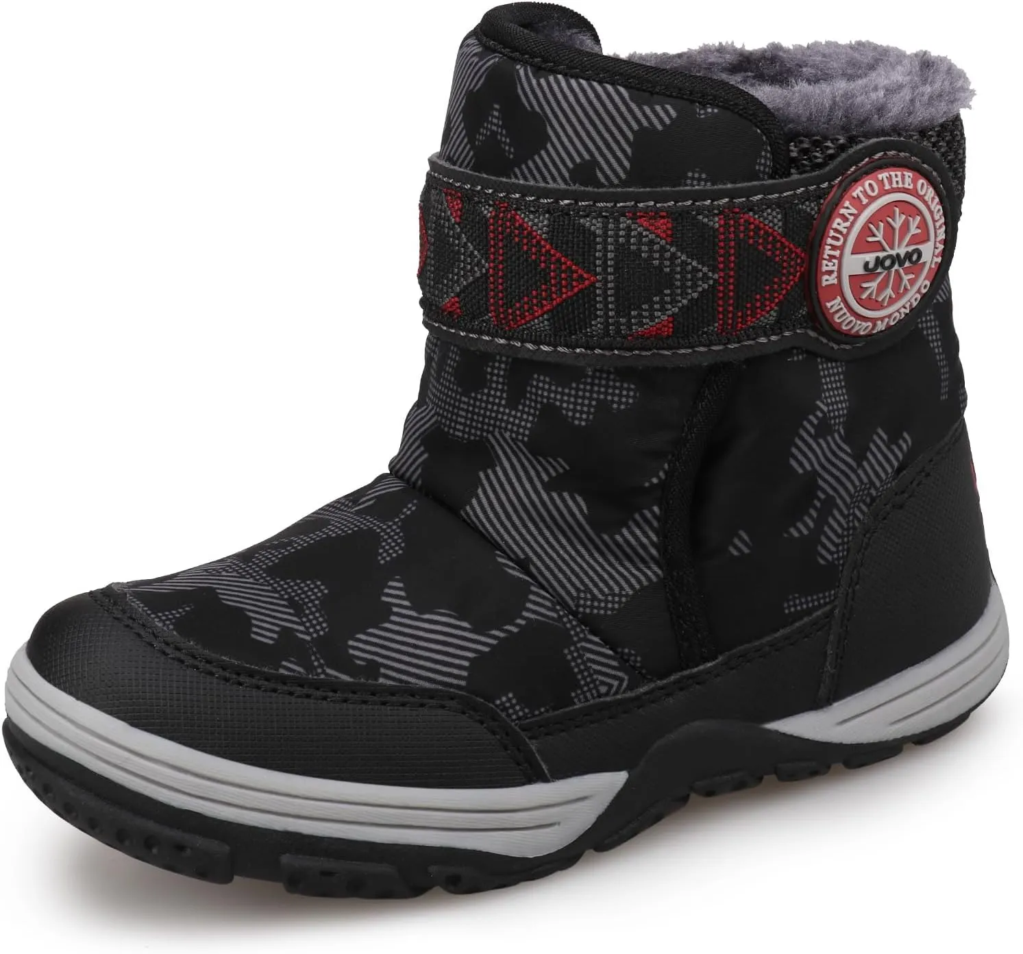 UOVO Kids Boys Winter Snow Boots Ankle Fur Lined Slip Resistant Outdoor Warm Shoes (Toddler/Little Kid)