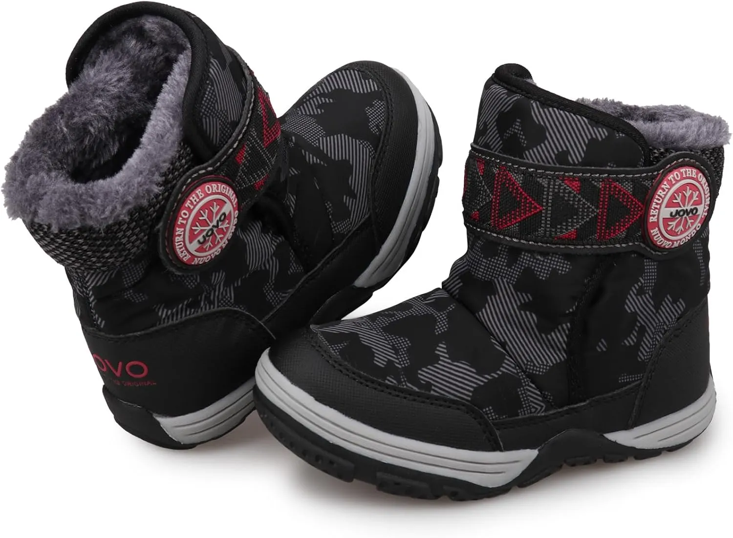 UOVO Kids Boys Winter Snow Boots Ankle Fur Lined Slip Resistant Outdoor Warm Shoes (Toddler/Little Kid)
