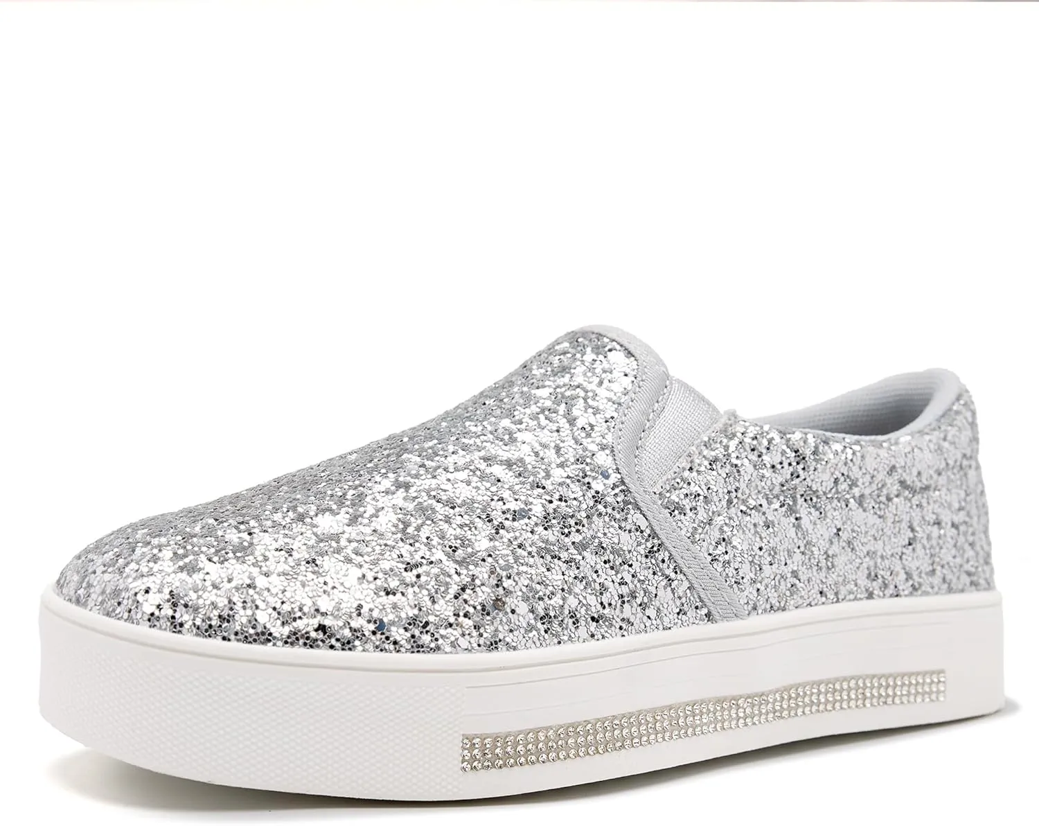 UUBARIS Women's Fashion Loafers Rhinestone Glitter Sneakers Sparkly Tennis Shoes Casual Platform Loafers Bling Slip-on Shoes
