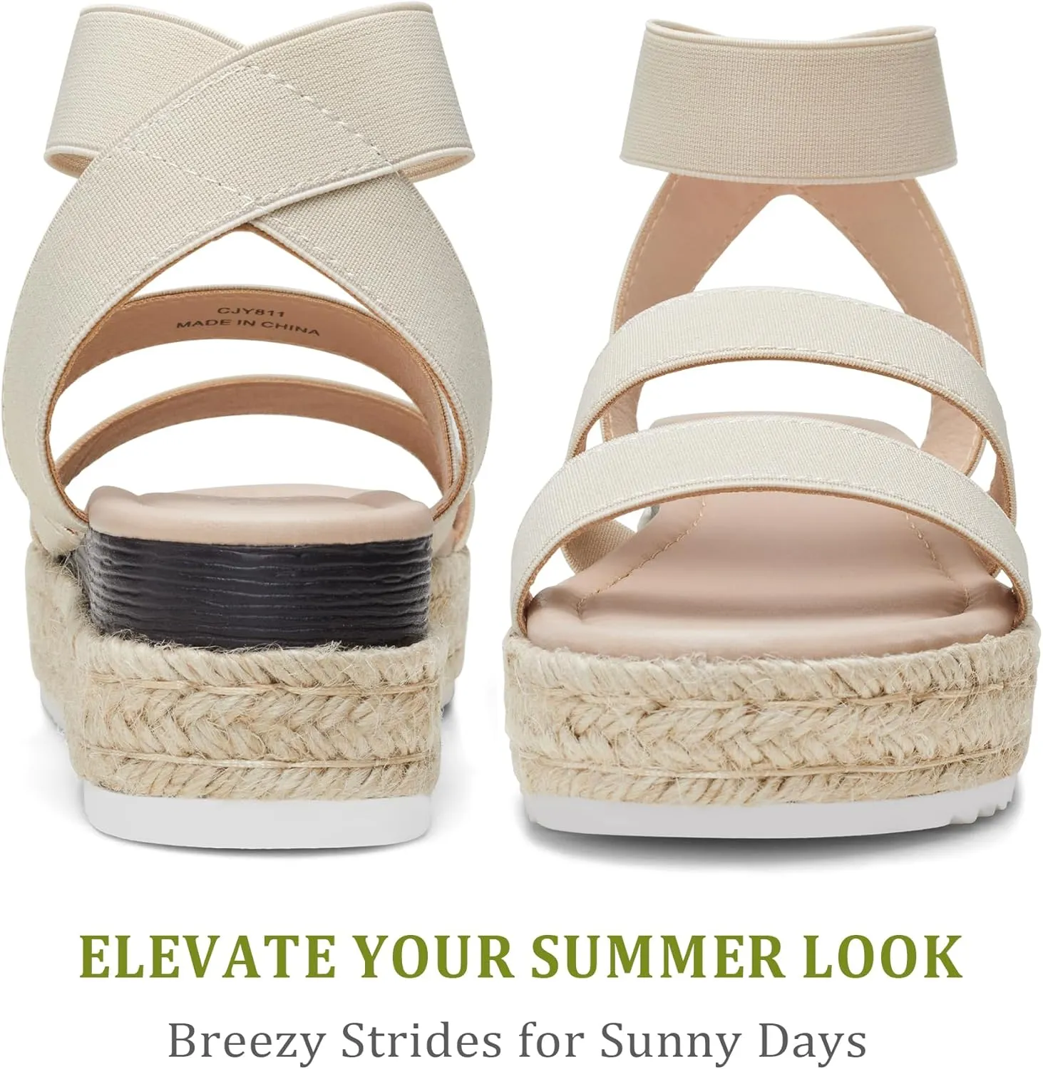 Vepose Women's 876 Cute Platform Wedge Sandals Open Toe, Espadrilles Sandals with Double Elastic Strap