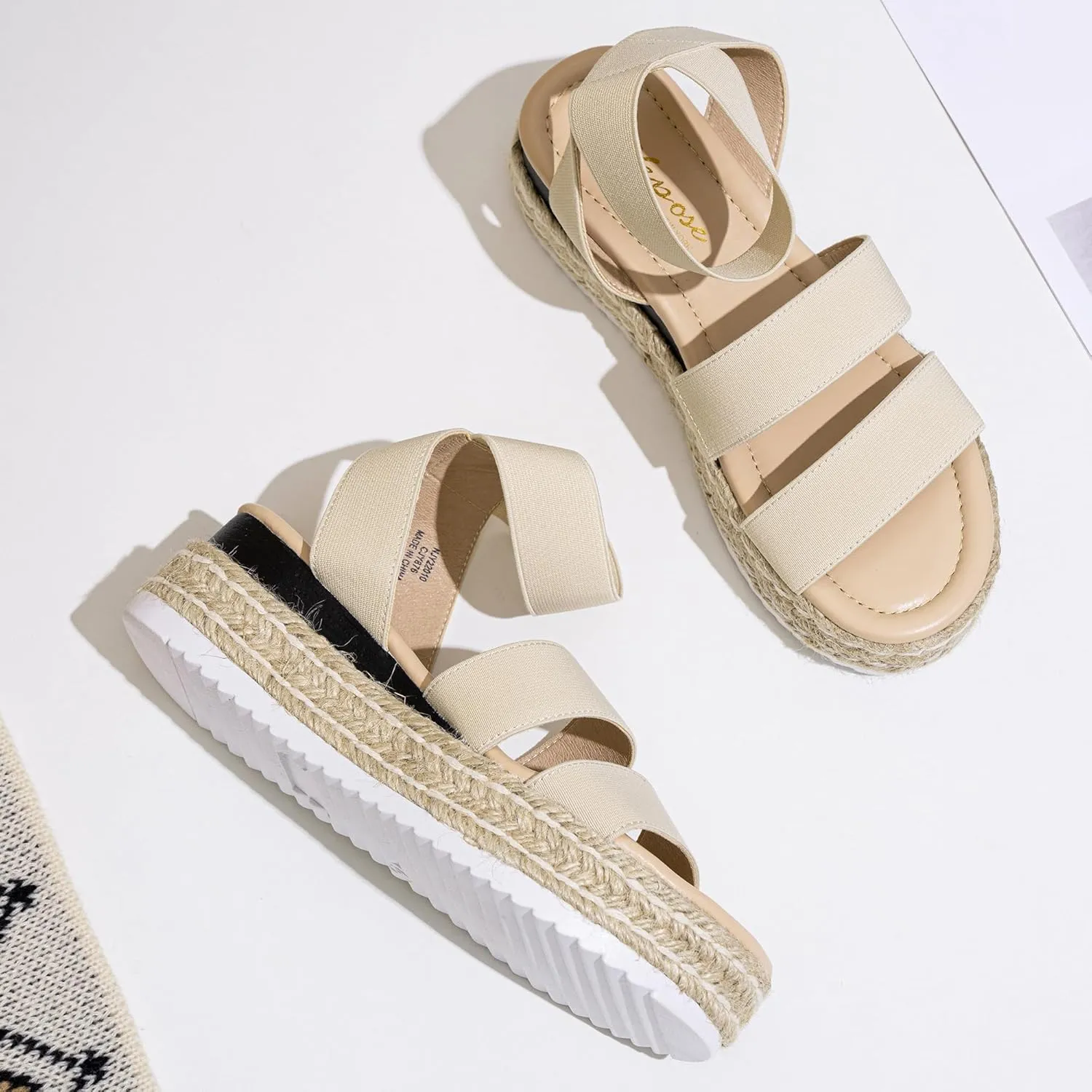 Vepose Women's 876 Cute Platform Wedge Sandals Open Toe, Espadrilles Sandals with Double Elastic Strap