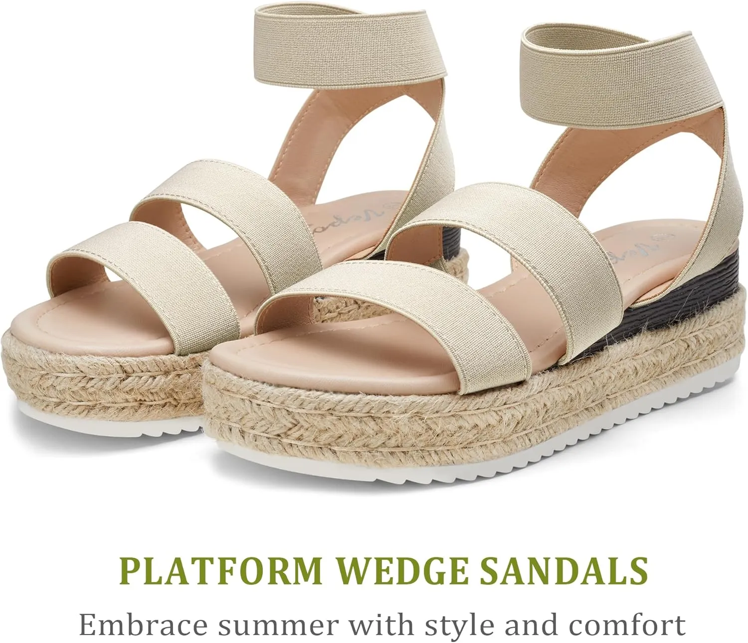 Vepose Women's 876 Cute Platform Wedge Sandals Open Toe, Espadrilles Sandals with Double Elastic Strap