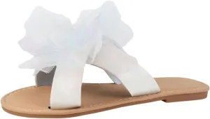 Verdusa Women's Holiday Floral Criss Cross Two Band Flat Sandals Open Toe Summer Slippers