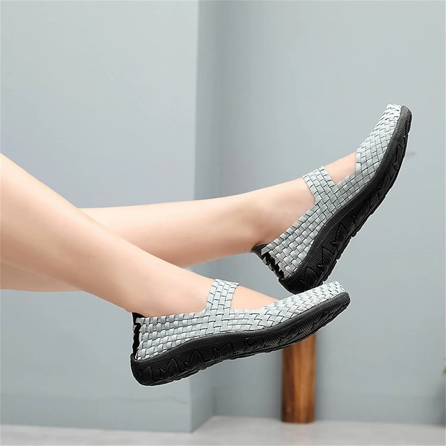 Veroders Women's Elastic Sport Sandals - Hiking Sandals Woven Elastic Walking Sandals Slip on Lightweight Sneakers
