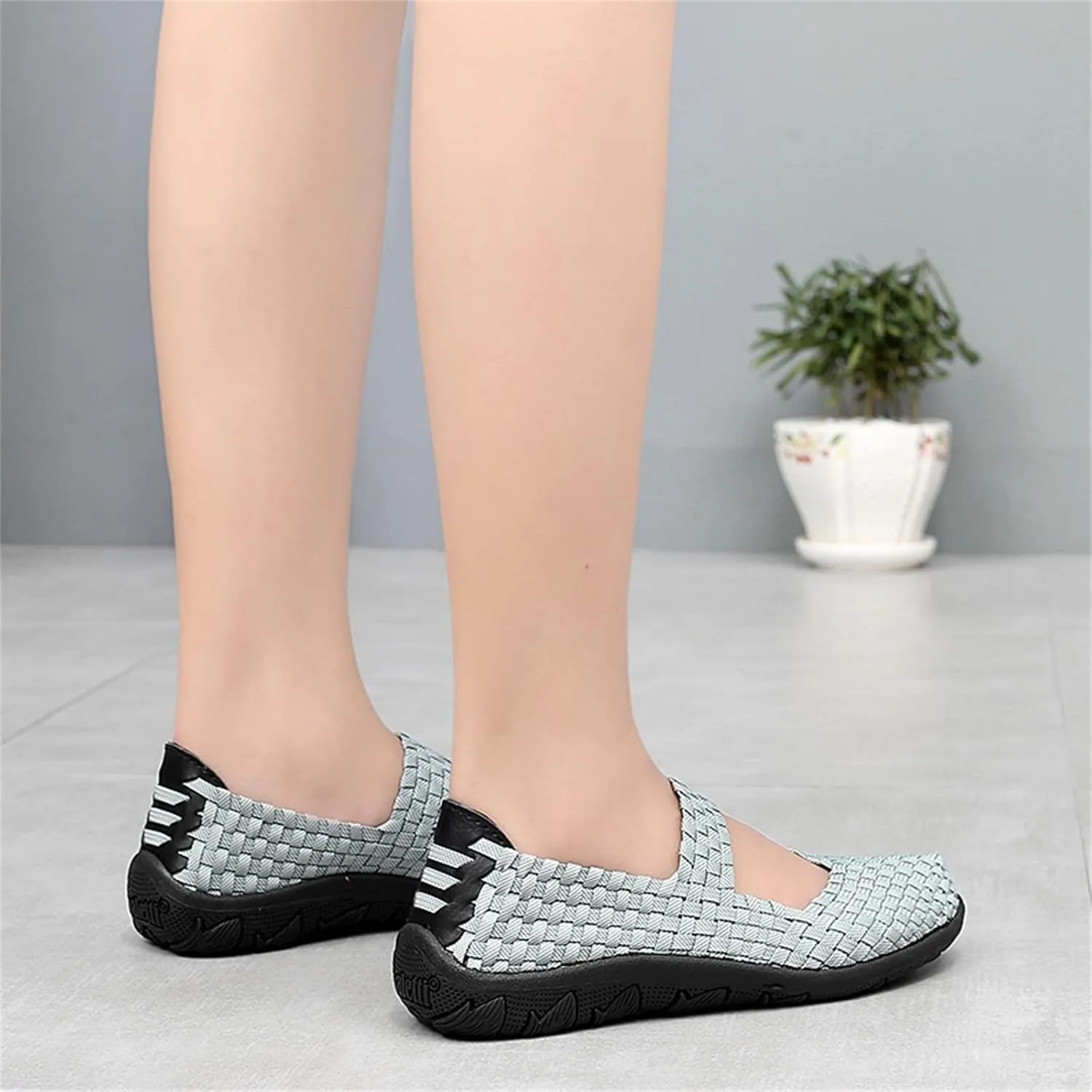 Veroders Women's Elastic Sport Sandals - Hiking Sandals Woven Elastic Walking Sandals Slip on Lightweight Sneakers