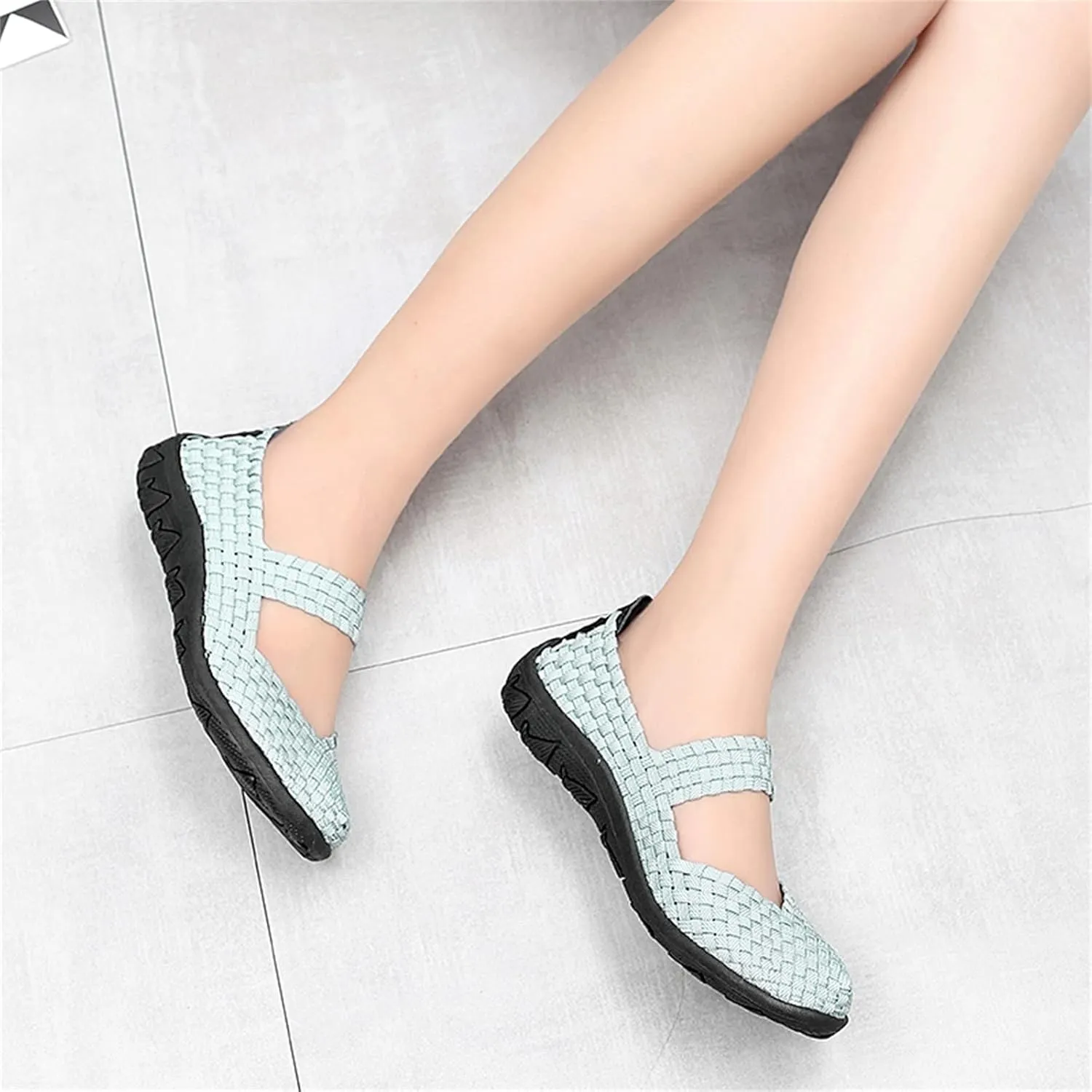 Veroders Women's Elastic Sport Sandals - Hiking Sandals Woven Elastic Walking Sandals Slip on Lightweight Sneakers
