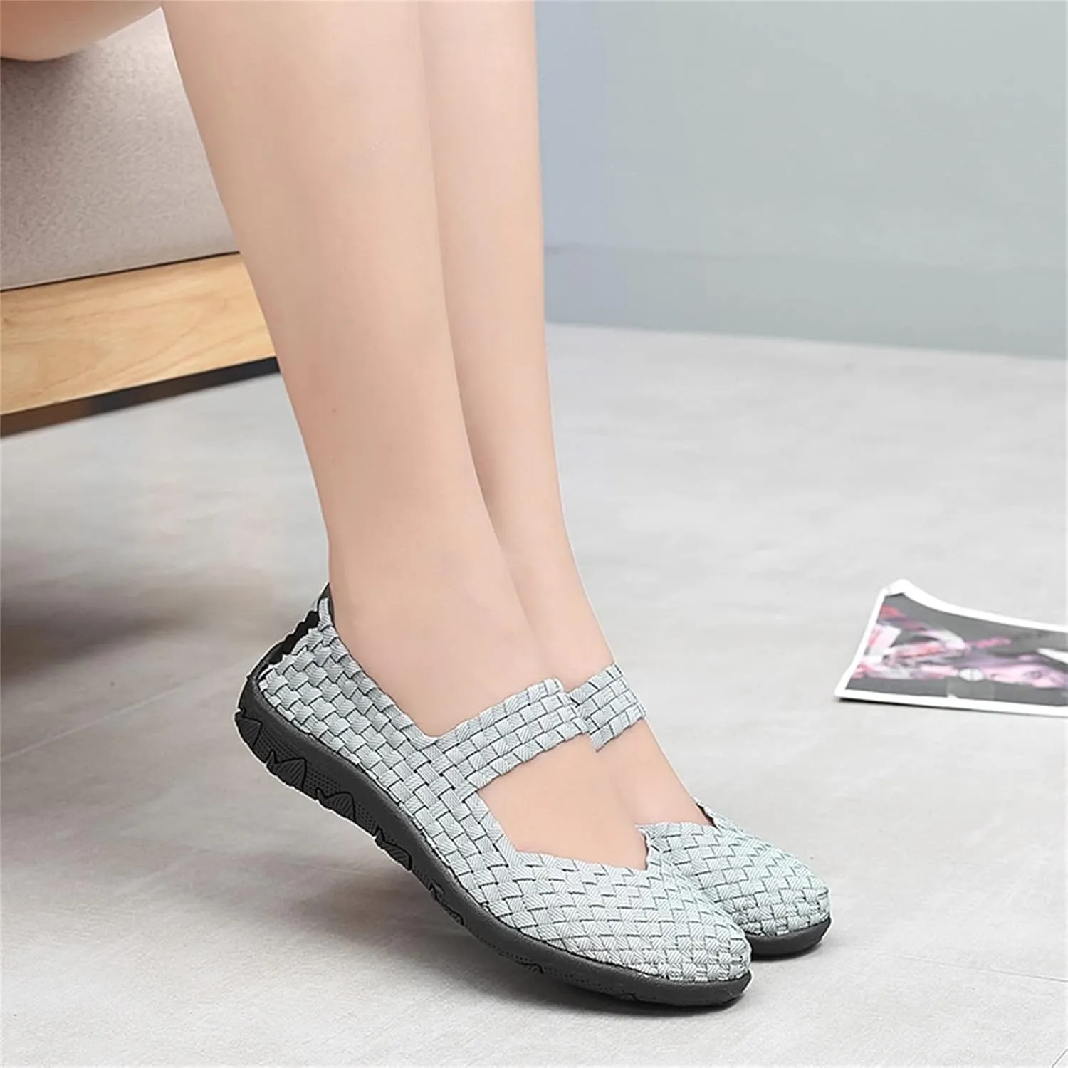 Veroders Women's Elastic Sport Sandals - Hiking Sandals Woven Elastic Walking Sandals Slip on Lightweight Sneakers