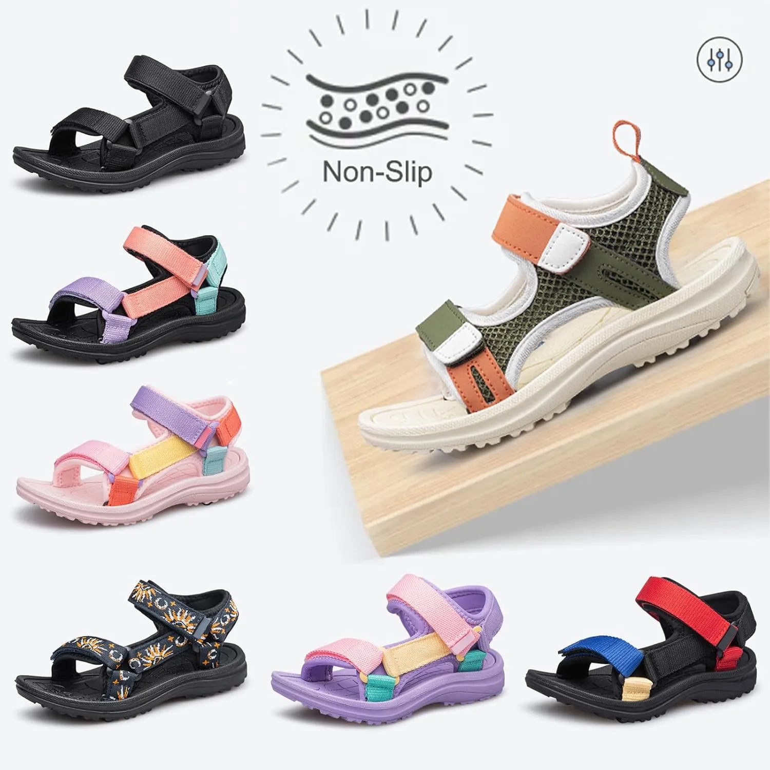 vibdiv Boys Girls Sandals Open-Toe Summer Outdoor Unisex Child Sport Sandals Athletic Lightweight(Toddler/Little Kid/Big Kid)