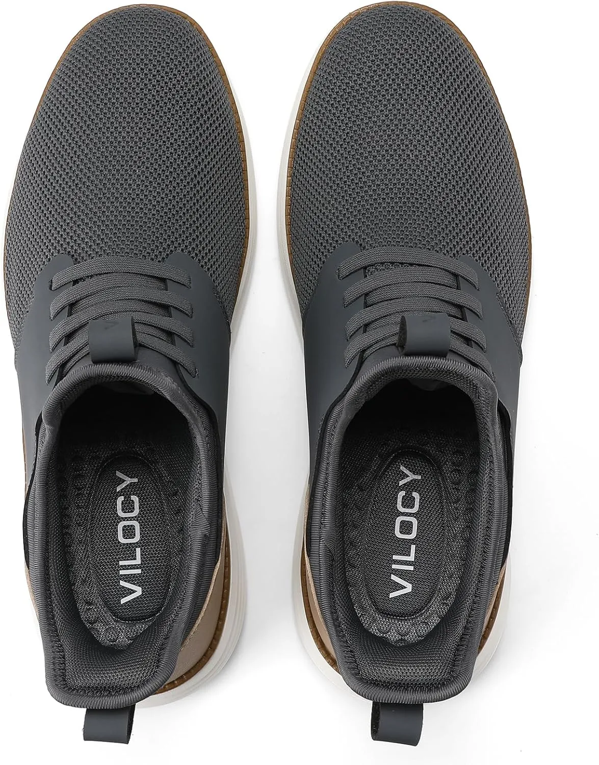 VILOCY Mens Slip On Casual Dress Shoes Hands Free Laceless Fashion Sneakers Comfortable Mesh Tennis Walking Shoes