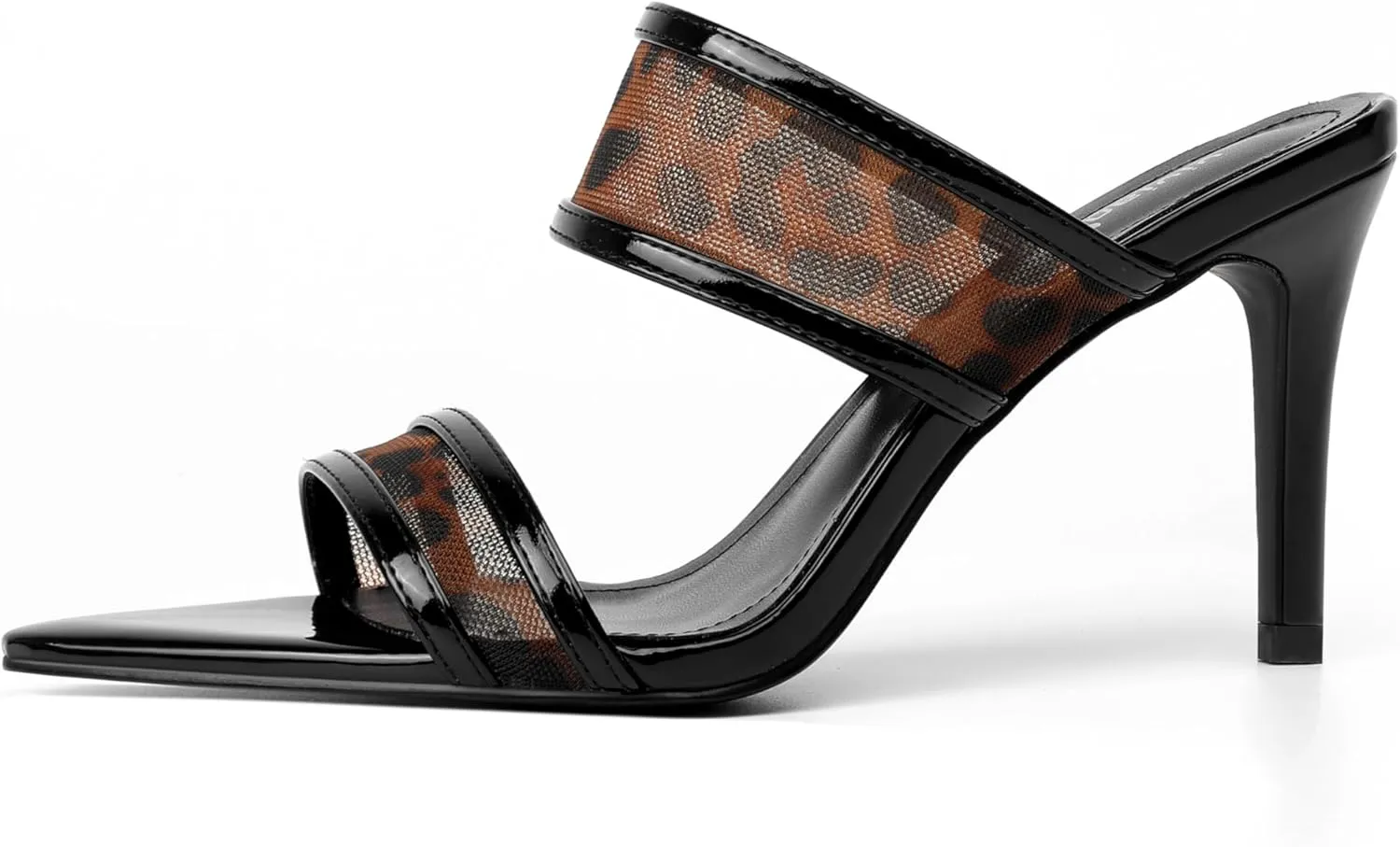 vivianly Clear Pointed Toe Heels Sandals Transparent Strap Stiletto High Heels Slip on Mules for Women