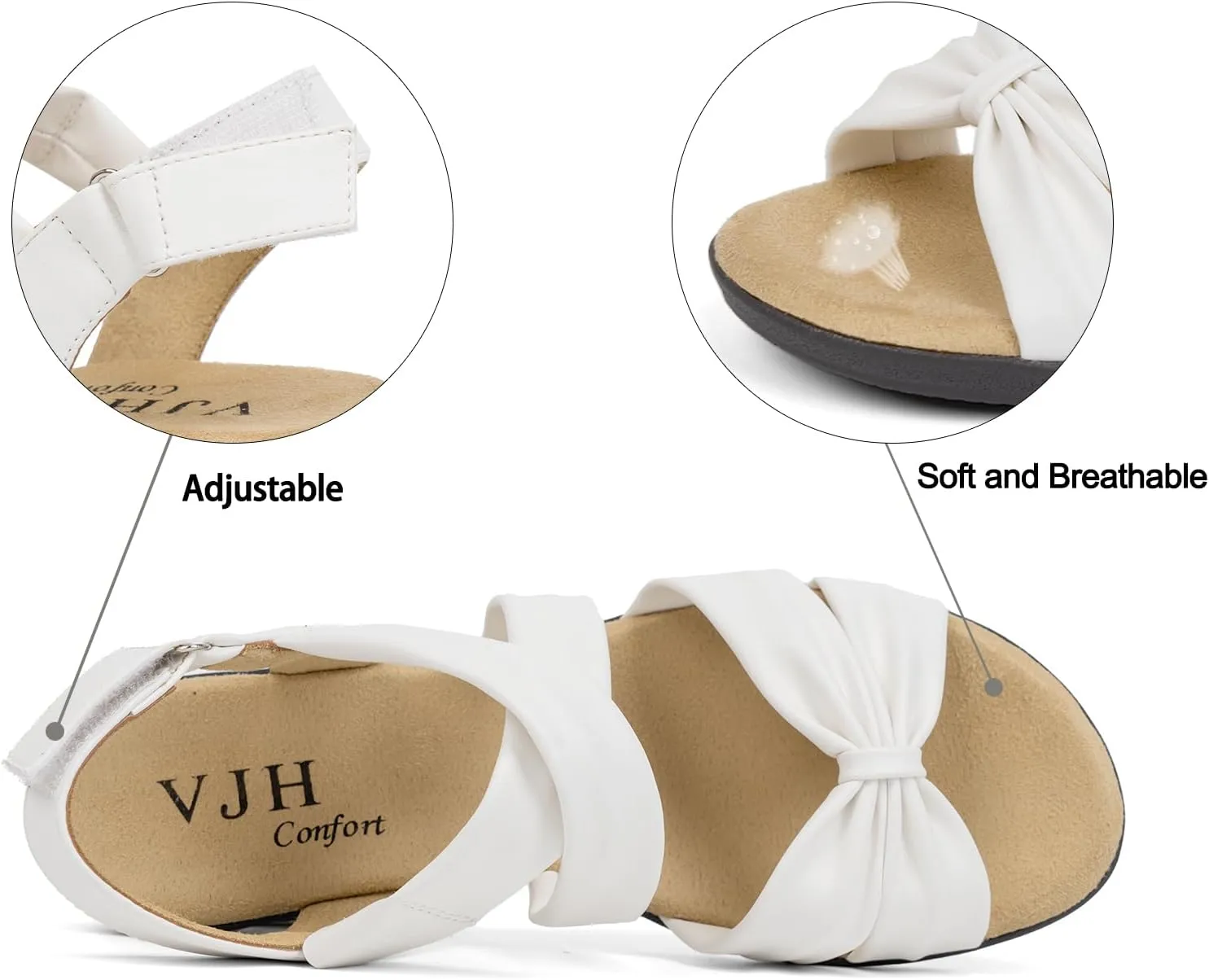 VJH confort Women’s Flat Sandals Comfortable Criss-Cross Bow Dressy Soft Straps Slip-on Flexible Summer Walking Sandals