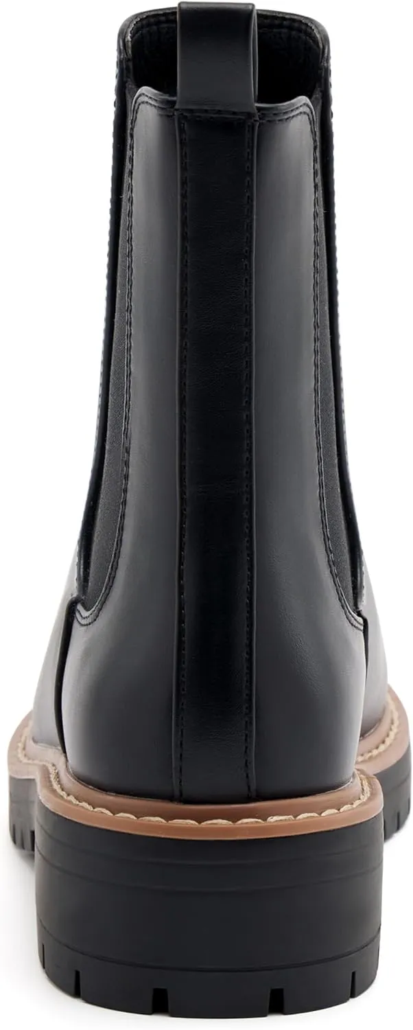 vodvob Women's Chelsea Boots Fashion Slip On Ankle Booties Casual Elastic Chunky Block Booties