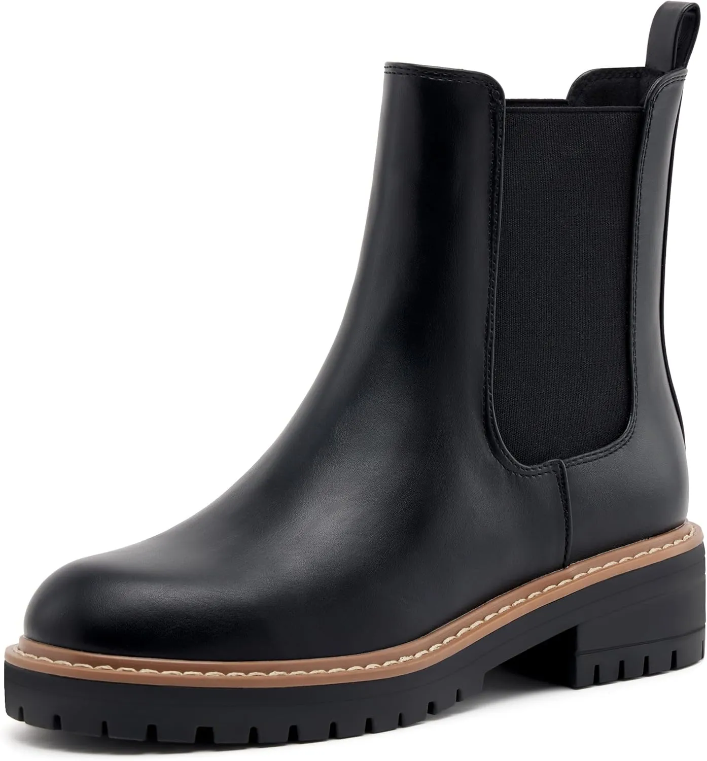 vodvob Women's Chelsea Boots Fashion Slip On Ankle Booties Casual Elastic Chunky Block Booties