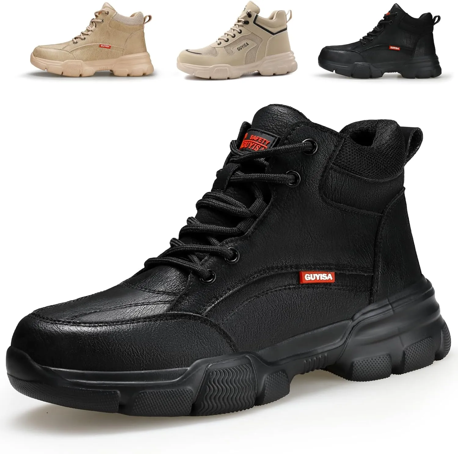Water-resistant Work Boots for Men Comfortable Mens Steel Toe Shoes Lightweight Safety Toe Shoes for Men Indestructible Soft Work Shoes Construction Boots for Warehouse