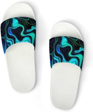 Watercolor Abstract Ink Paint Funny House Sandals Non Slip Shower Slippers Quick Drying Bathroom Shoes for Women Men