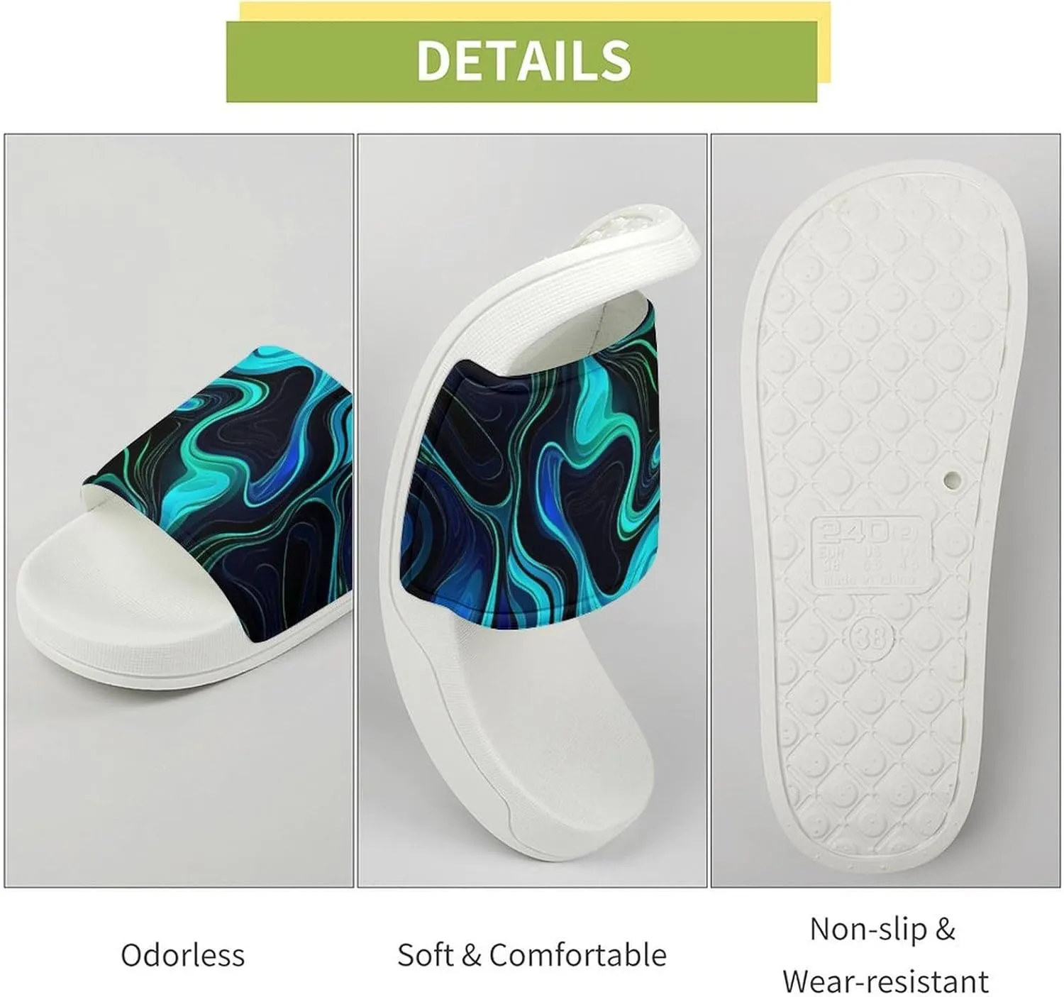 Watercolor Abstract Ink Paint Funny House Sandals Non Slip Shower Slippers Quick Drying Bathroom Shoes for Women Men