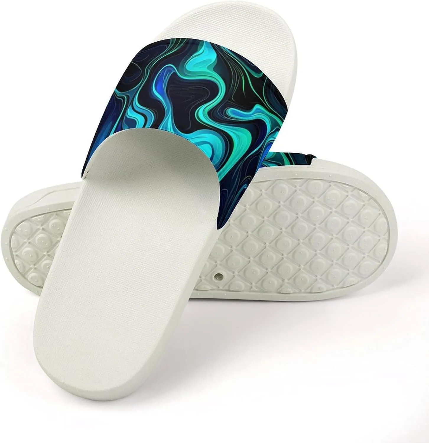 Watercolor Abstract Ink Paint Funny House Sandals Non Slip Shower Slippers Quick Drying Bathroom Shoes for Women Men