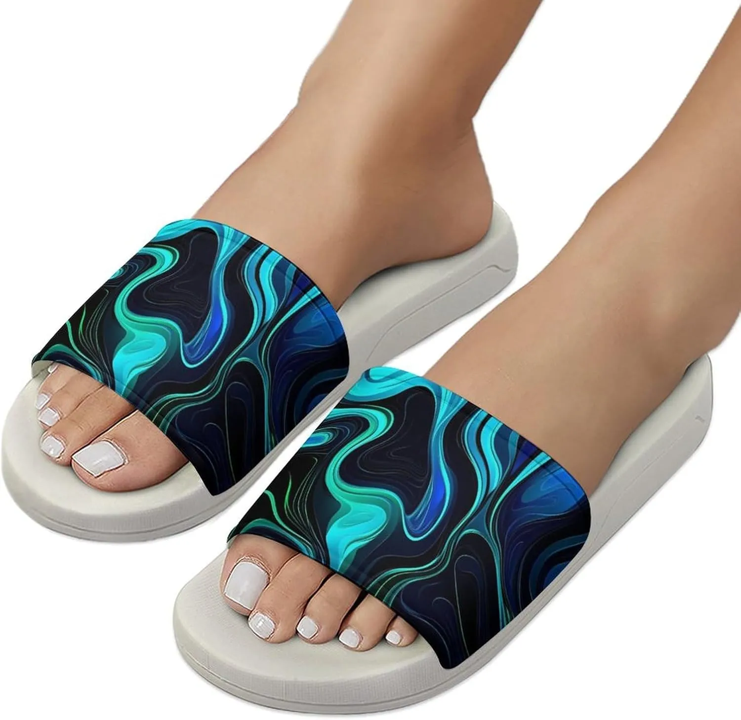 Watercolor Abstract Ink Paint Funny House Sandals Non Slip Shower Slippers Quick Drying Bathroom Shoes for Women Men