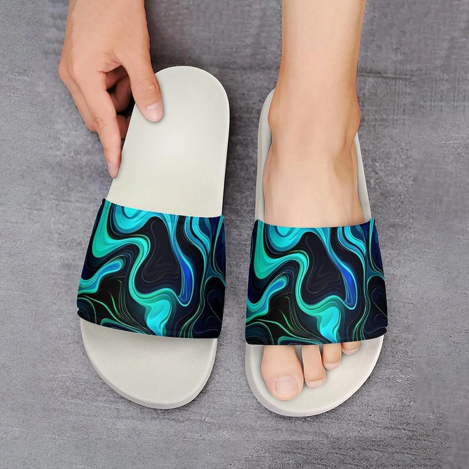 Watercolor Abstract Ink Paint Funny House Sandals Non Slip Shower Slippers Quick Drying Bathroom Shoes for Women Men