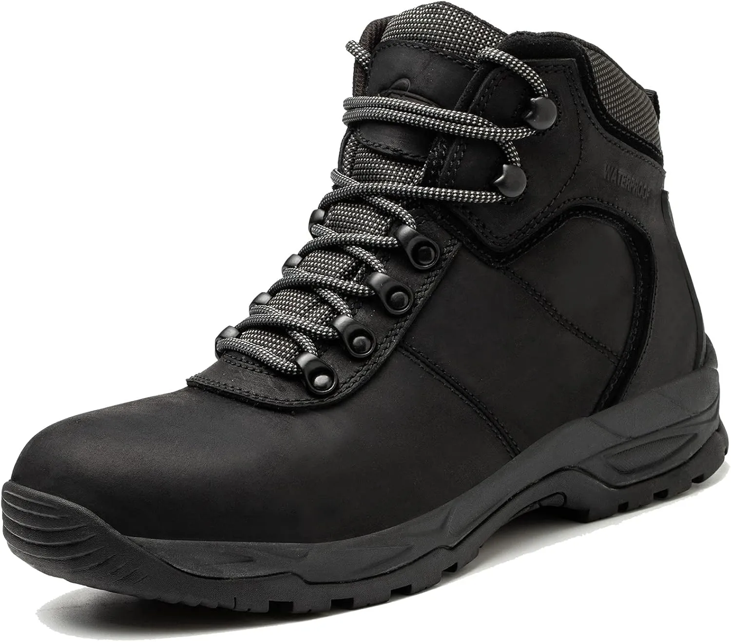 Waterproof Hiking Boots for Men, 6" Comfortable Soft Toe Shoes Mid Non Slip Hiking Shoes Outdoor Travel Shoes Leather Hiking Backpack Boots