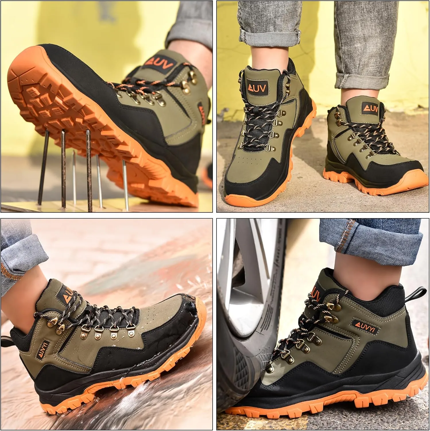 Waterproof Steel Toe Work Boots for Men Safety Non Slip Comfortable Industrial & Construction Boots