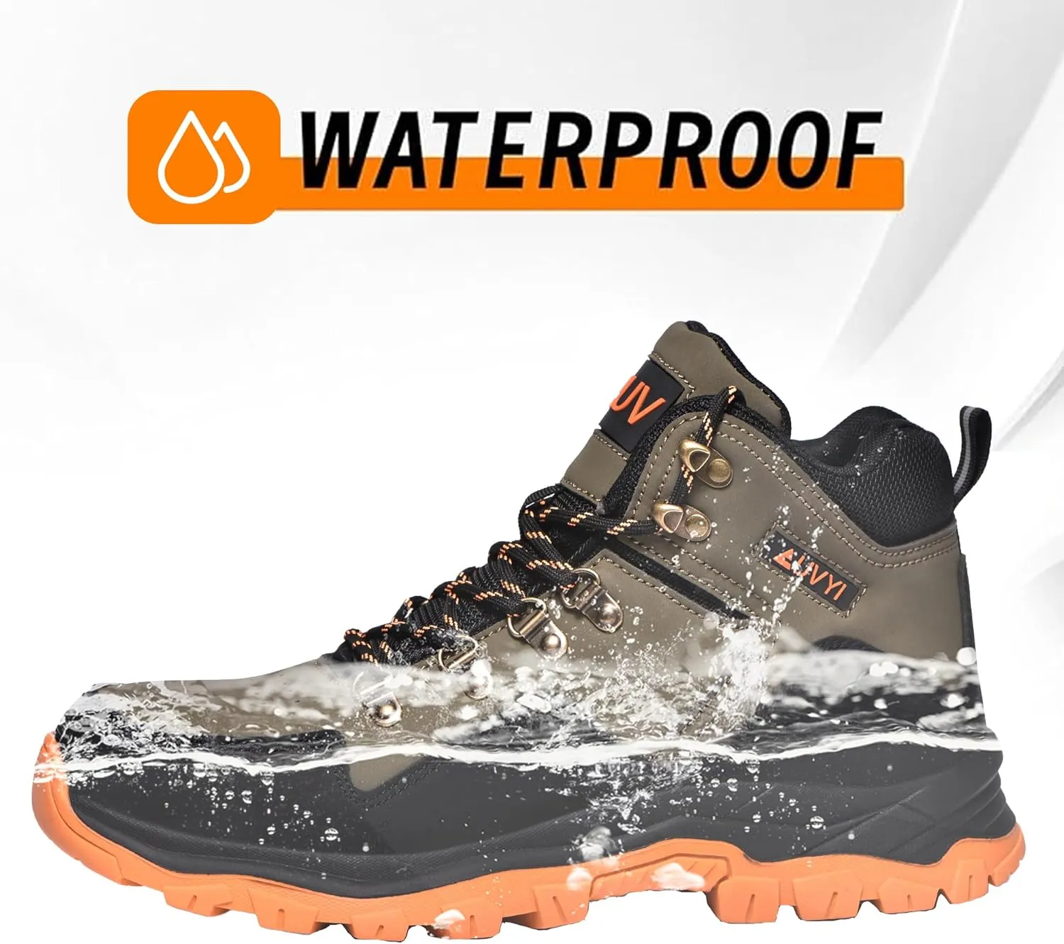 Waterproof Steel Toe Work Boots for Men Safety Non Slip Comfortable Industrial & Construction Boots