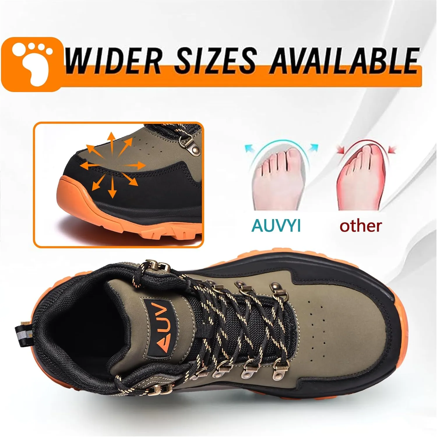 Waterproof Steel Toe Work Boots for Men Safety Non Slip Comfortable Industrial & Construction Boots