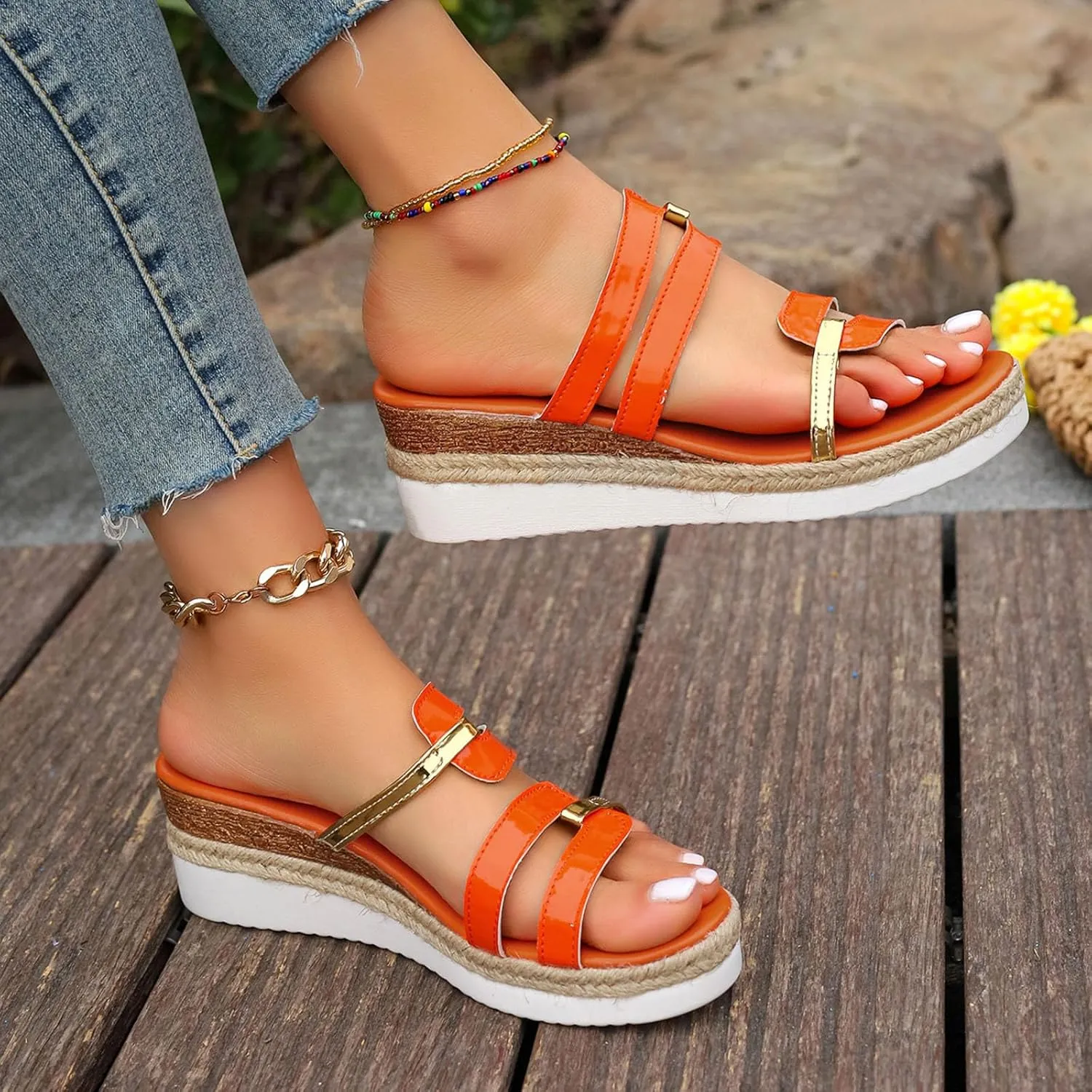 Wedge Platform Summer Slides for Women 2025 Casual Slide Platform Sandals Fashion Open Toe Slip On Wedges Platform Slippers Beach Comfortable Walking Non Slip Shoe