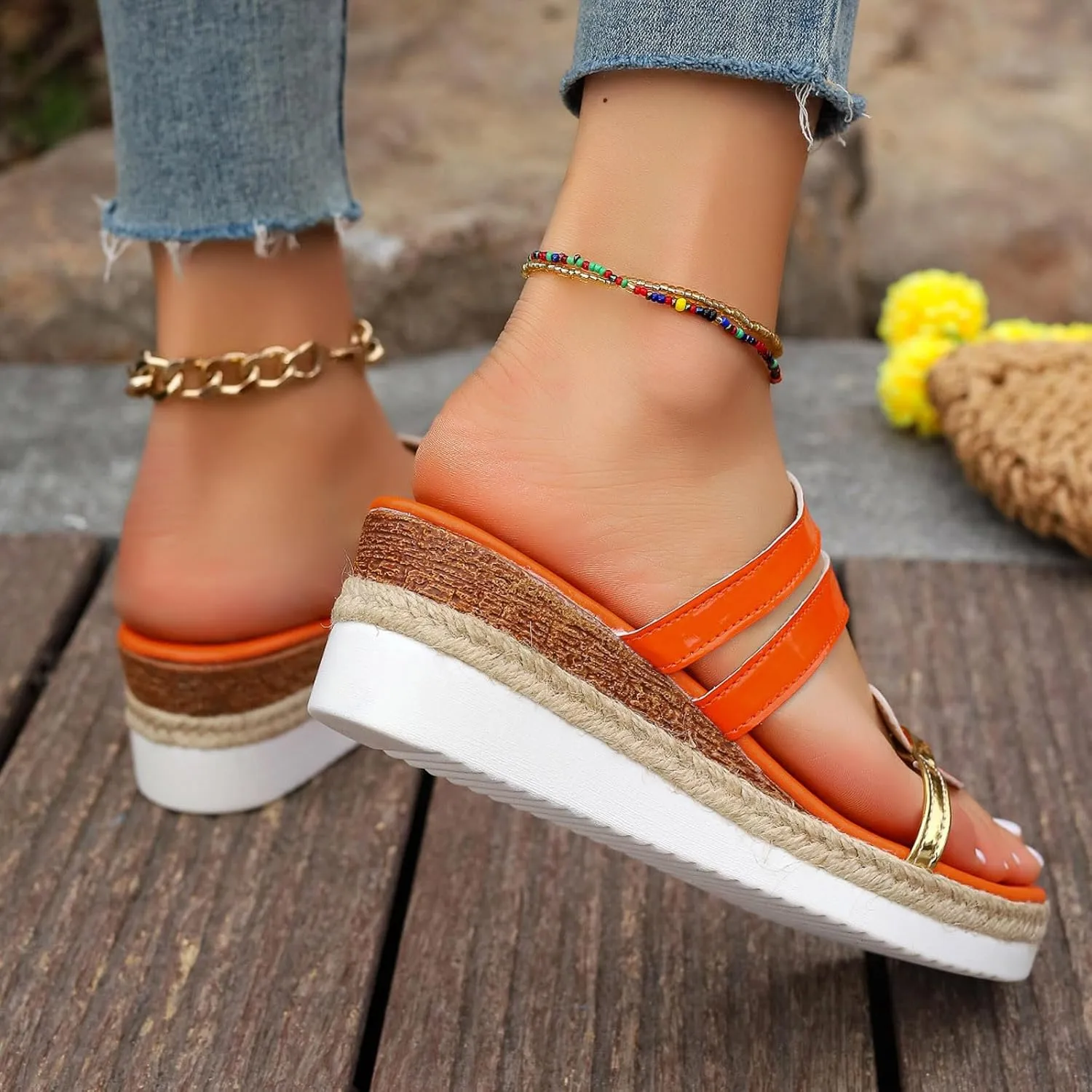 Wedge Platform Summer Slides for Women 2025 Casual Slide Platform Sandals Fashion Open Toe Slip On Wedges Platform Slippers Beach Comfortable Walking Non Slip Shoe
