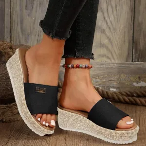 Wedge Sandals for Women Dressy, Espadrille Platform for Women,Comfortable Open Toe Low Heels Slides Casual Summer Slip On Cute Beach Shoes Lightweight Vacation Slippers ﻿