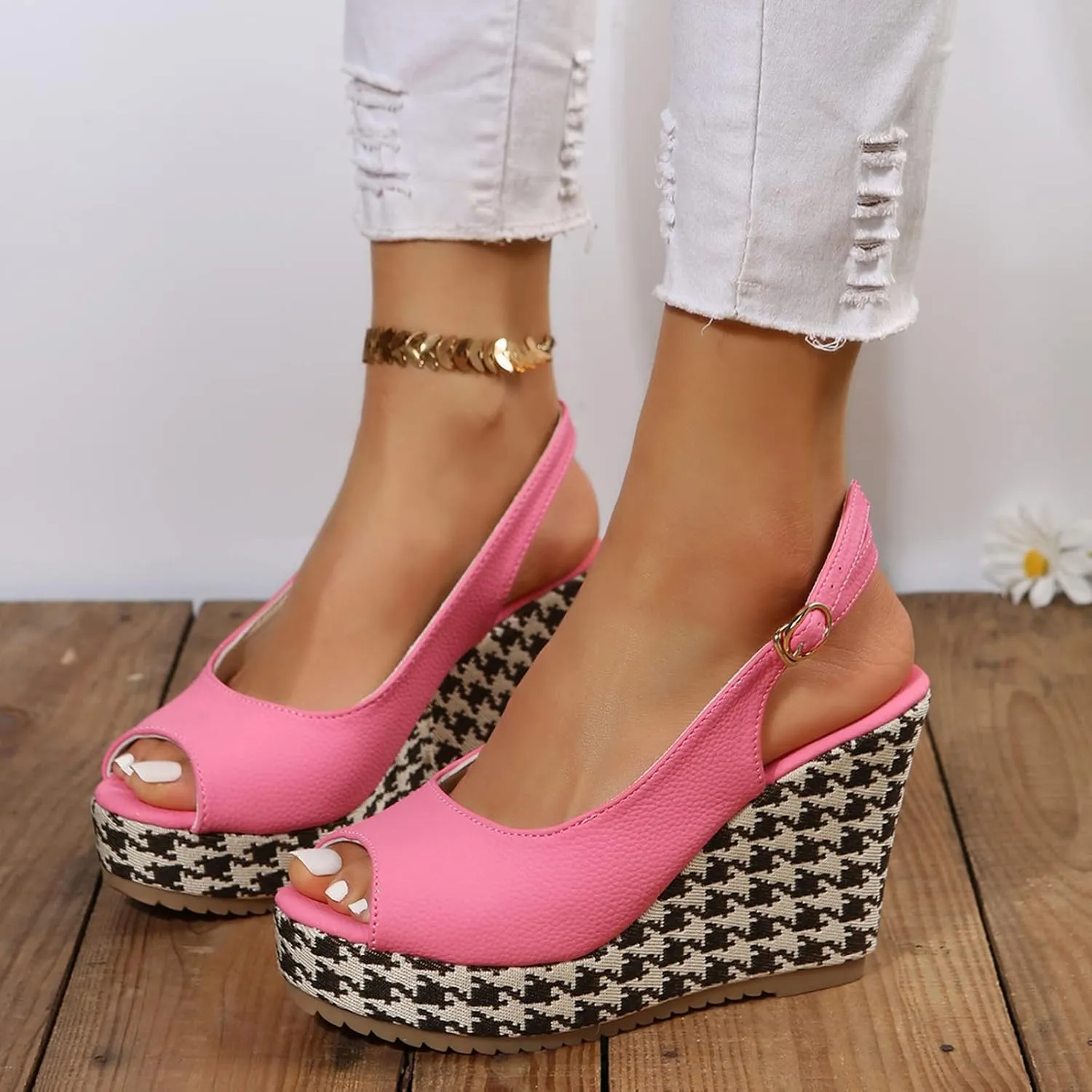 Wedge Sandals for Women Women's Wedges Mid Heel Ankle Strap Espadrilles Platform Sandals for Women Dressy Summer Casual Bech Outdoor Sandal Shoes