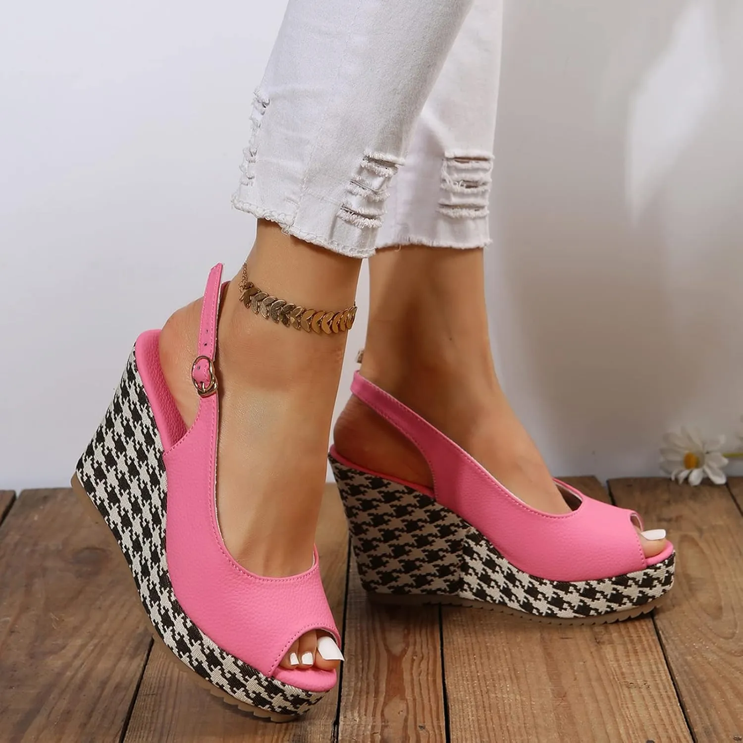 Wedge Sandals for Women Women's Wedges Mid Heel Ankle Strap Espadrilles Platform Sandals for Women Dressy Summer Casual Bech Outdoor Sandal Shoes