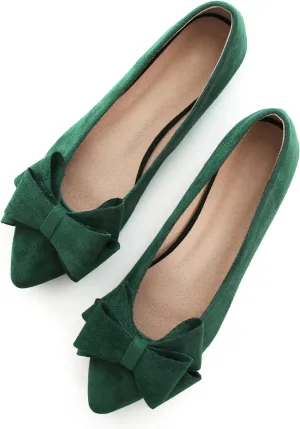 WENJIAZHIZHI Flat Dress Shoes Women Comfortable Ballet Flats Slip On Pearls Knot Dressy Shoes Pointed Toe