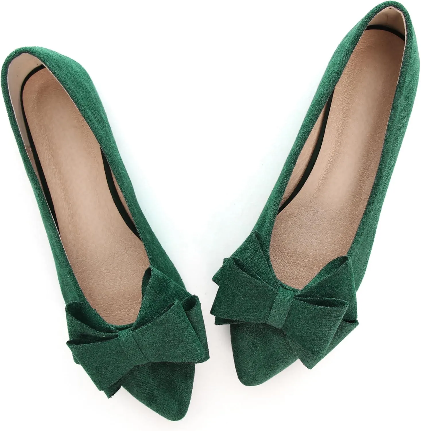 WENJIAZHIZHI Flat Dress Shoes Women Comfortable Ballet Flats Slip On Pearls Knot Dressy Shoes Pointed Toe