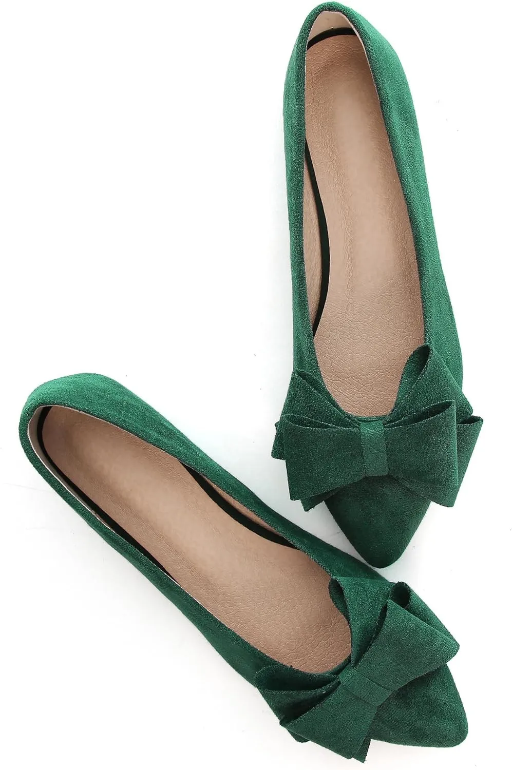 WENJIAZHIZHI Flat Dress Shoes Women Comfortable Ballet Flats Slip On Pearls Knot Dressy Shoes Pointed Toe